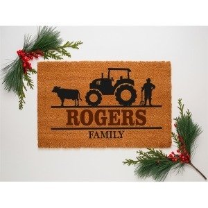Farm Family Custom Name Coir Doormat (Rogers)