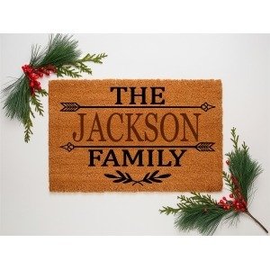 Double Arrows Family Custom Name Coir Doormat (Jackson)