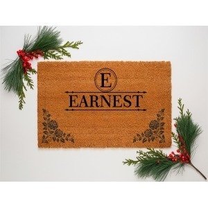 Rose Corner Custom Name Coir Doormat (Earnest)