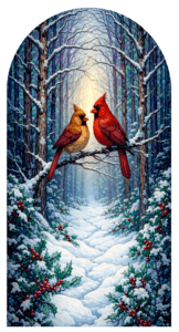 B001 winter cardinals arch
