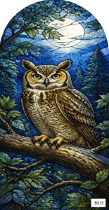 B013 owl with full moon