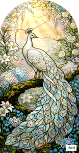 B015 irridescent white peacock