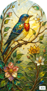B016 stained glass robin