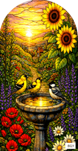 B021 bird water golfinches chickadee arch