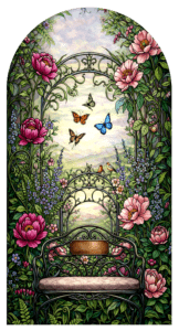 F009 peony garden 3 bench