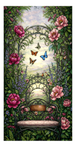 F009R peony garden 3 bench RECT