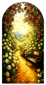 F012 rose garden path bench 2 ARCH
