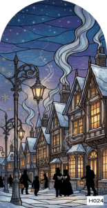 H024 victorian snow houses people 1 arch