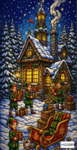 H039R santa village 1 elves sleigh RECT