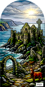 P001 Irish castle coast arch