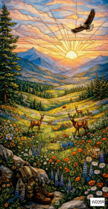 W005R deer in field at sunset rect