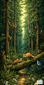 W006R fox family forest rect
