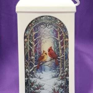 Cardinals in the Seasons — Stained Glass Style Lantern