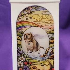 Custom Rainbow Pet Memorial – Personalized Remembrance - Stained Glass Style Lantern