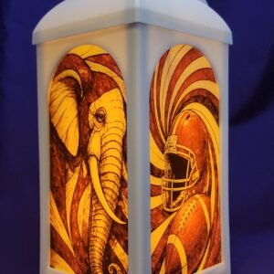 Alabama Football Inspired Crimson & White RTR - Stained Glass Style Lantern